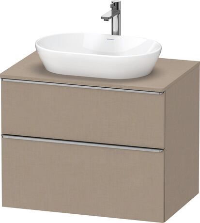 Meuble sous lavabo suspendu pour plan de toilette, DE4967070750000 Lin mat, Décor, Poignée Inox