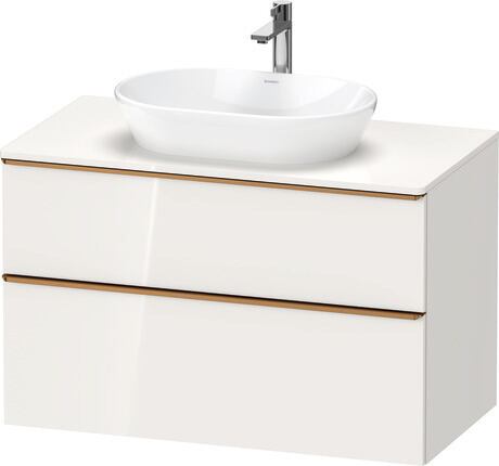 Mueble bajo lavabo para encimera, DE4968004220000 Blanco Brillante, Decoración, Tirador Bronce