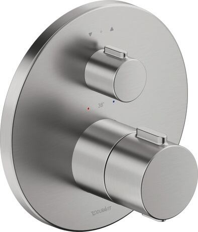 Thermostat for concealed installation, 2 outlets, TH4200014070 Stainless steel Brushed