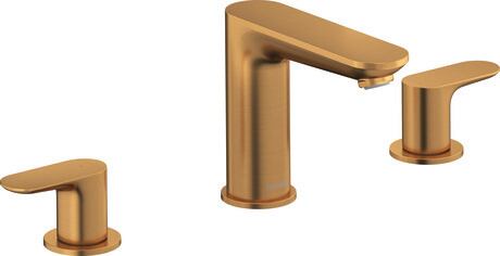 3 Hole basin mixer, WA1060005004 bronze Brushed, Spout reach: 129 mm, Height: 131 mm, Dimension of connection hose: 3/8