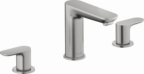3 Hole basin mixer, WA1060005070 Stainless steel Brushed, Spout reach: 129 mm, Height: 131 mm, Dimension of connection hose: 3/8