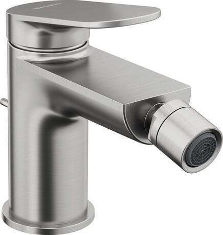 Single lever bidet mixer, WA2400001070 Stainless steel Brushed, Height: 137 mm, Spout reach: 128 mm, Flow rate (3 bar): 5 l/min