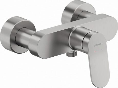 Single lever shower mixer for exposed installation, WA4230000070 Stainless steel Brushed, Centre distance: 150 mm ± 15 mm, Flow rate (3 bar): 24 l/min