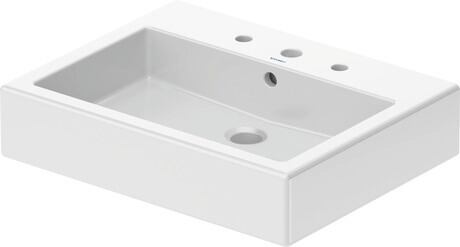 Wall Mounted Sink, 0454600088 White High Gloss, Number of basins: 1 Middle, Number of faucet holes: 3 Middle, Left, Right, Overflow: Yes, Ground, Soap dispenser position: Left
