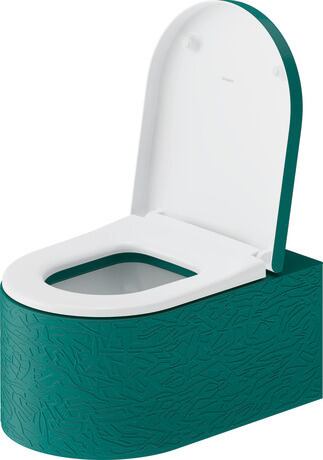 Wall-mounted toilet, 250609FA00 Interior colour White High Gloss, Exterior colour Green blue Matt