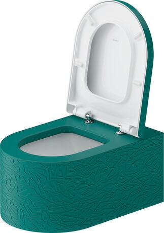 Wall-mounted toilet, 250609FA00 Interior colour White High Gloss, Exterior colour Green blue Matt