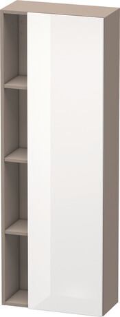 Tall cabinet, DS1238R2243 Hinge position: Right, Front: White High Gloss, Decor, Corpus: Basalte Matt, Decor