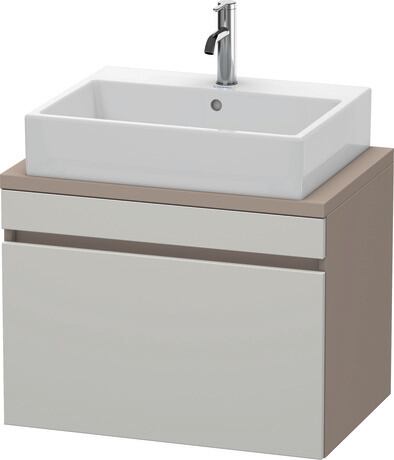 Meuble sous lavabo suspendu pour plan de toilette, DS530100743 Façade: Gris béton mat, Décor, Caisson: Basalte mat, Décor