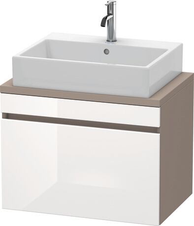 Meuble sous lavabo suspendu pour plan de toilette, DS530102243 Façade: Blanc brillant, Décor, Caisson: Basalte mat, Décor