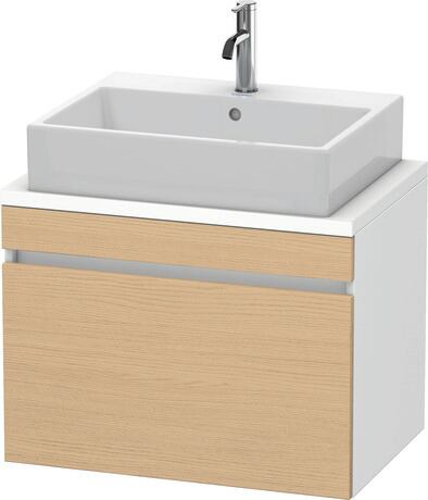 Meuble sous lavabo suspendu pour plan de toilette, DS530103018 Façade: Chêne naturel mat, Décor, Caisson: Blanc mat, Décor