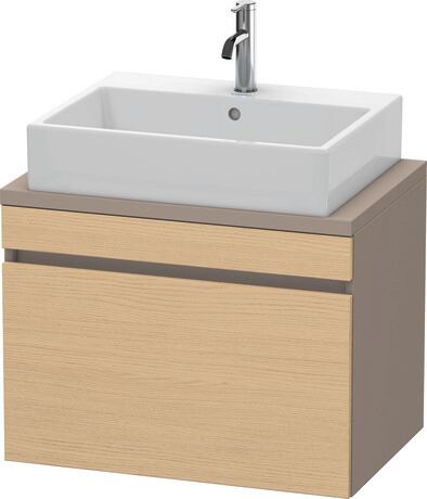 Meuble sous lavabo suspendu pour plan de toilette, DS530103043 Façade: Chêne naturel mat, Décor, Caisson: Basalte mat, Décor