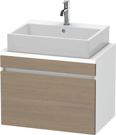 Meuble sous lavabo suspendu pour plan de toilette, DS530103518 Façade: Chêne Terra mat, Décor, Caisson: Blanc mat, Décor