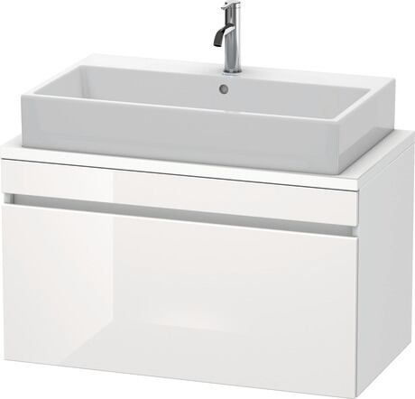 Mueble bajo lavabo para encimera, DS530302218 Frente: Blanco Brillante, Decoración, Cuerpo: Blanco Mate, Decoración
