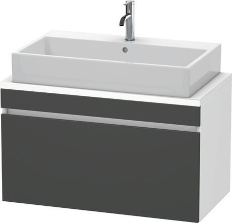 Meuble sous lavabo suspendu pour plan de toilette, DS530304918 Façade: Graphite mat, Décor, Caisson: Blanc mat, Décor