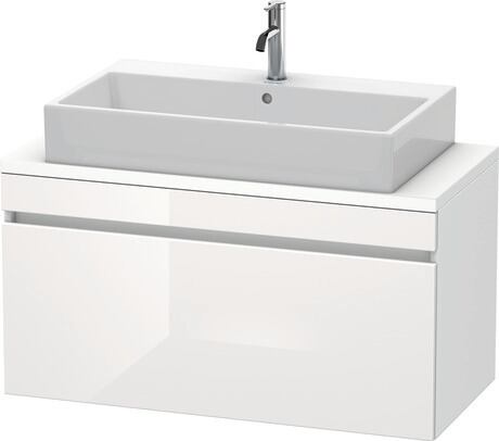 Mueble bajo lavabo para encimera, DS530402218 Frente: Blanco Brillante, Decoración, Cuerpo: Blanco Mate, Decoración