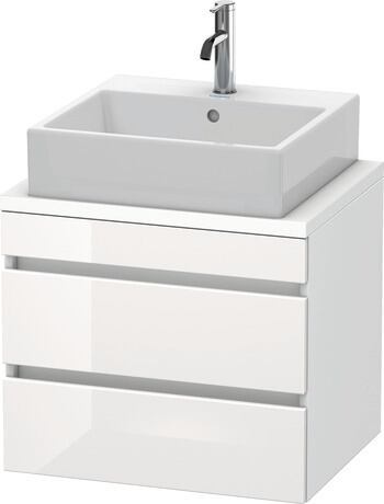 Mueble bajo lavabo para encimera, DS530502218 Frente: Blanco Brillante, Decoración, Cuerpo: Blanco Mate, Decoración