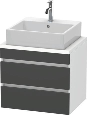 Console vanity unit wall-mounted, DS530504918 Front: Graphite Matt, Decor, Corpus: White Matt, Decor