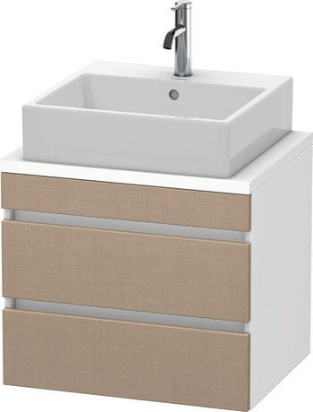 Console vanity unit wall-mounted, DS530507518 Front: Linen Matt, Decor, Corpus: White Matt, Decor