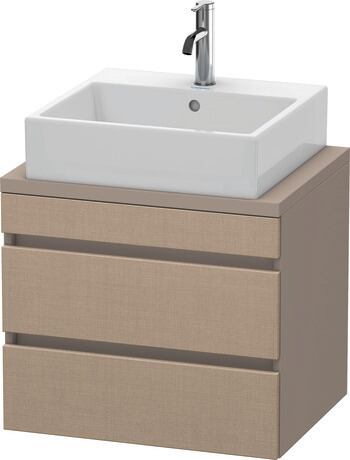 Console vanity unit wall-mounted, DS530507543 Front: Linen Matt, Decor, Corpus: Basalte Matt, Decor