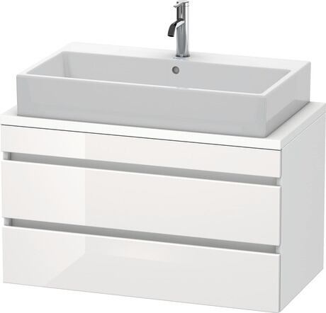 Mueble bajo lavabo para encimera, DS530802218 Frente: Blanco Brillante, Decoración, Cuerpo: Blanco Mate, Decoración