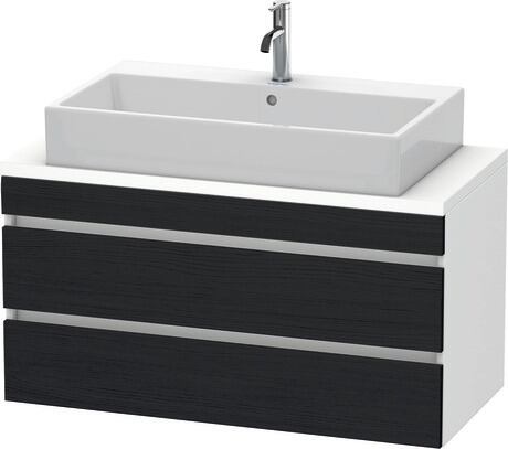ארון אמבטיה תלוי על הקיר, DS530901618 חזית: אלון שחור מאט, עיצוב, גוף: לבן מאט, עיצוב