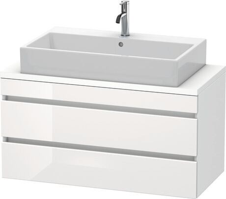 Mueble bajo lavabo para encimera, DS530902218 Frente: Blanco Brillante, Decoración, Cuerpo: Blanco Mate, Decoración