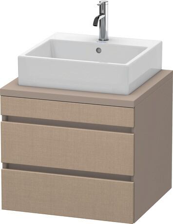 Console vanity unit wall-mounted, DS531507543 Front: Linen Matt, Decor, Corpus: Basalte Matt, Decor
