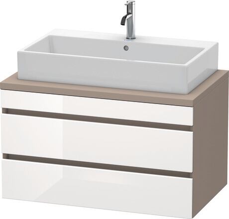 Mueble bajo lavabo para encimera, DS531802243 Frente: Blanco Brillante, Decoración, Cuerpo: Basalto Mate, Decoración