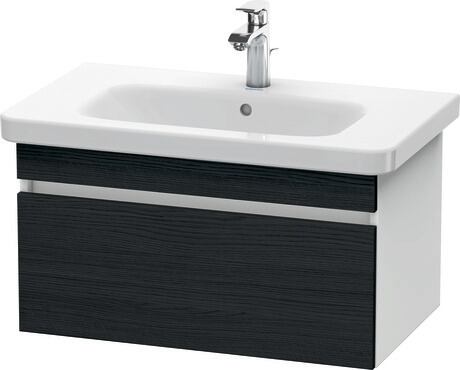 挂壁式浴柜, DS638101618 门板: 黑色橡木 哑光, 饰面, 主体: 白色 哑光, 饰面