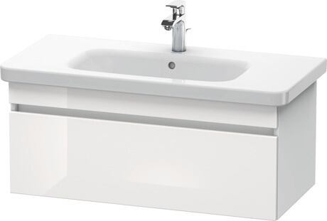Meuble sous lavabo suspendu, DS638202218 Façade: Blanc brillant, Décor, Caisson: Blanc mat, Décor
