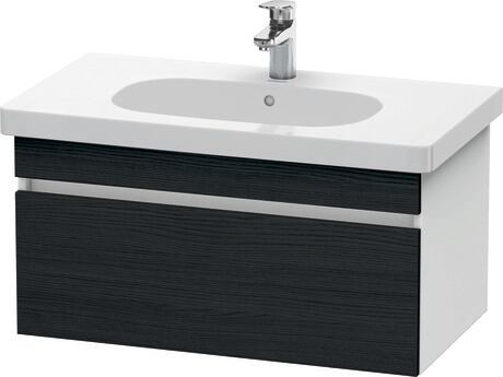 挂壁式浴柜, DS638401618 门板: 黑色橡木 哑光, 饰面, 主体: 白色 哑光, 饰面