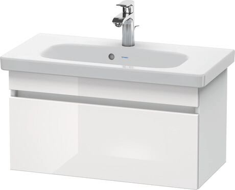 Meuble sous lavabo suspendu, DS639902218 Façade: Blanc brillant, Décor, Caisson: Blanc mat, Décor