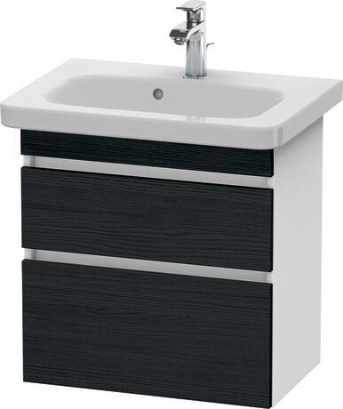 挂壁式浴柜, DS647901618 门板: 黑色橡木 哑光, 饰面, 主体: 白色 哑光, 饰面
