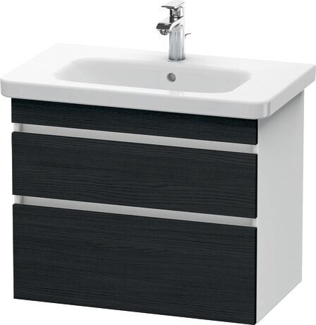 挂壁式浴柜, DS648101618 门板: 黑色橡木 哑光, 饰面, 主体: 白色 哑光, 饰面