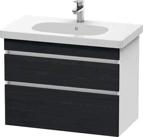挂壁式浴柜, DS648401618 门板: 黑色橡木 哑光, 饰面, 主体: 白色 哑光, 饰面