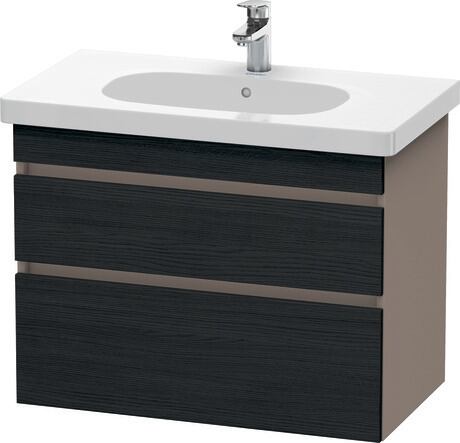 挂壁式浴柜, DS648401643 门板: 黑色橡木 哑光, 饰面, 主体: 玄武岩色 哑光, 饰面