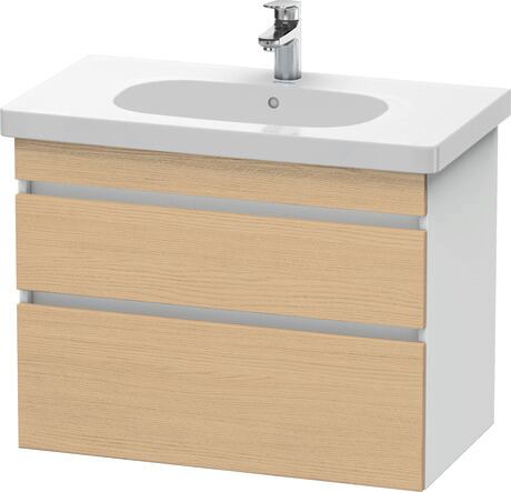 挂壁式浴柜, DS648403018 门板: 天然橡木 哑光, 饰面, 主体: 白色 哑光, 饰面