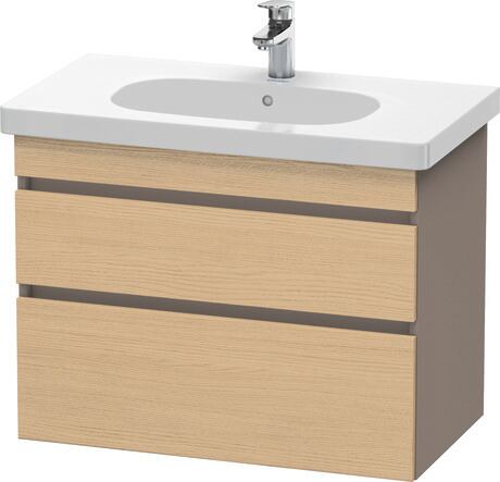 挂壁式浴柜, DS648403043 门板: 天然橡木 哑光, 饰面, 主体: 玄武岩色 哑光, 饰面