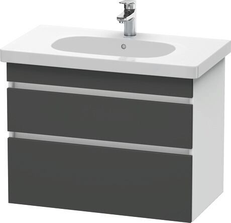 挂壁式浴柜, DS648404918 门板: 石墨黑色 哑光, 饰面, 主体: 白色 哑光, 饰面