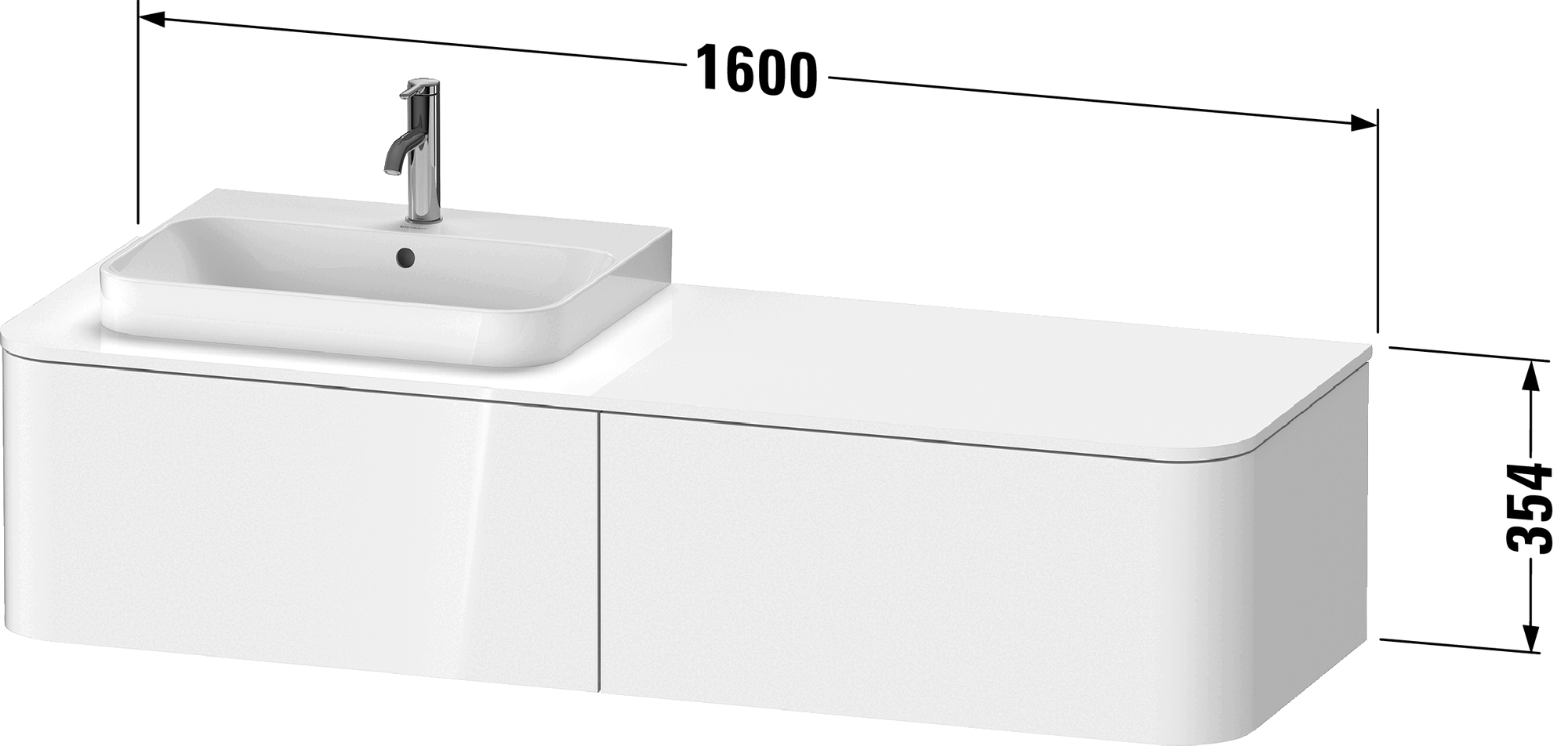 Meuble sous lavabo suspendu pour plan de toilette, HP4934 L/R