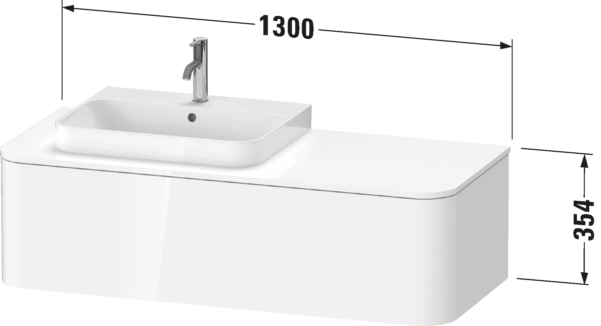 Meuble sous lavabo suspendu pour plan de toilette, HP4932 L/M/R