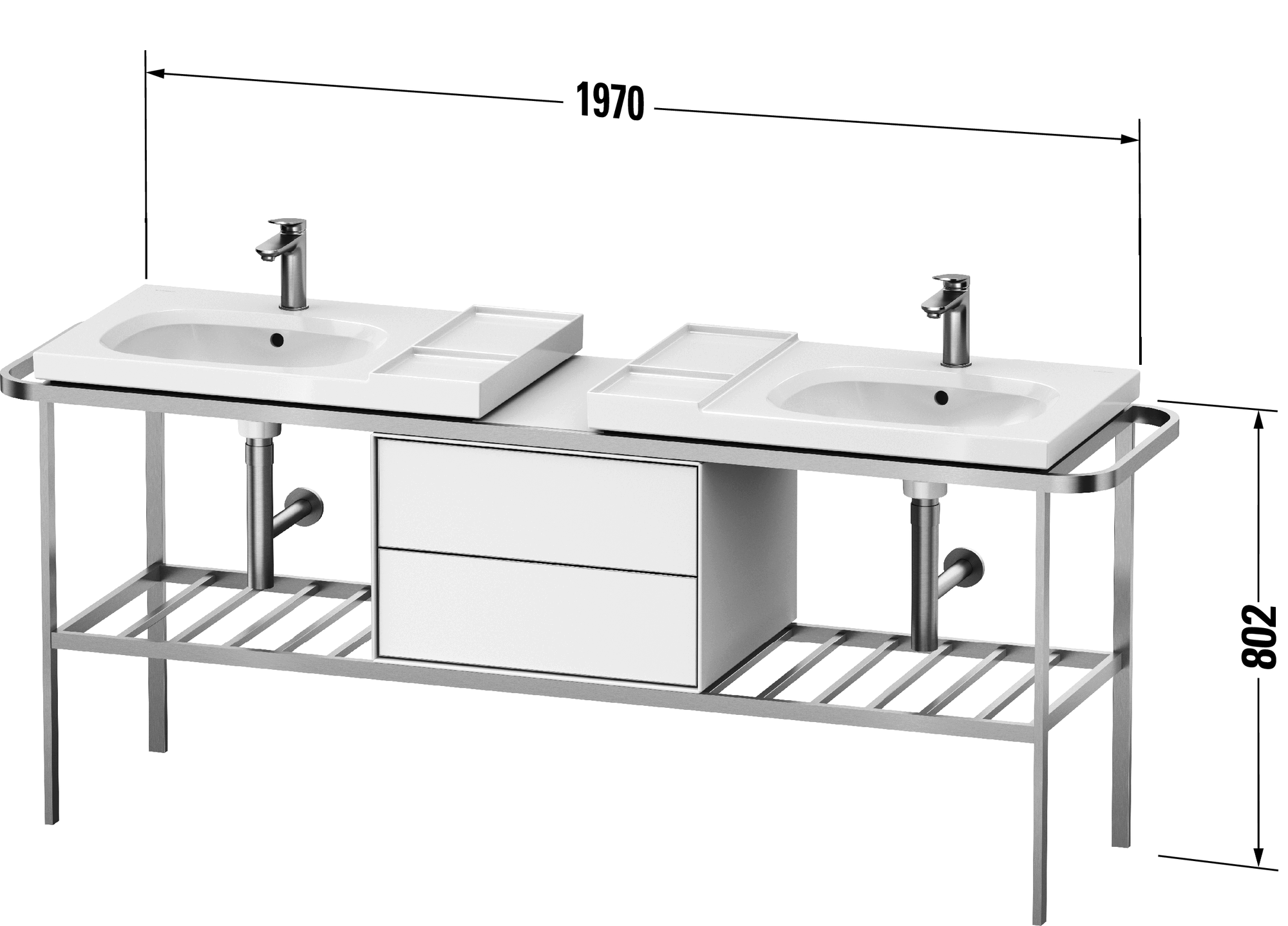 Metal console and drawer, AU4590