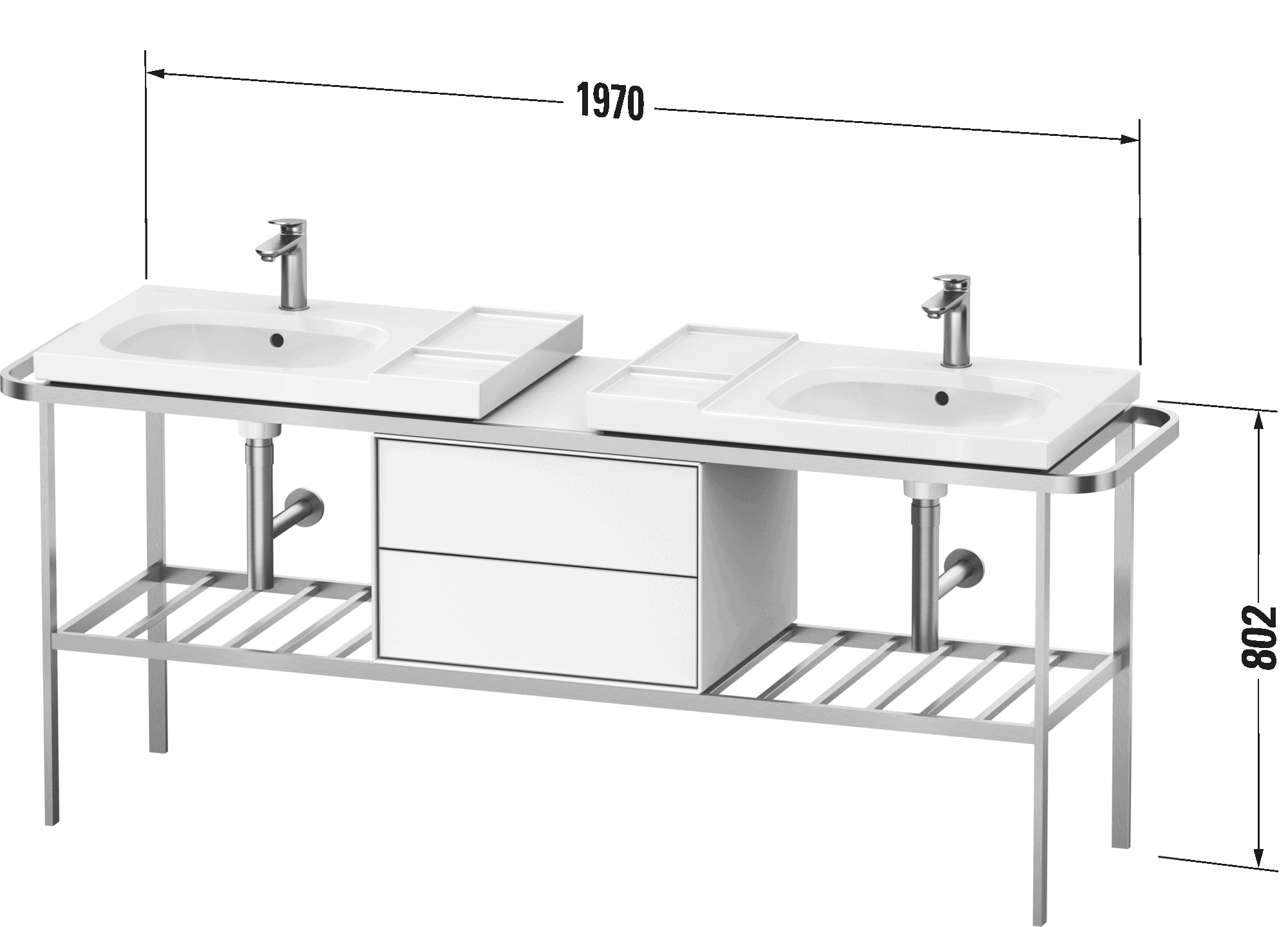 Metal console and drawer, AU4590