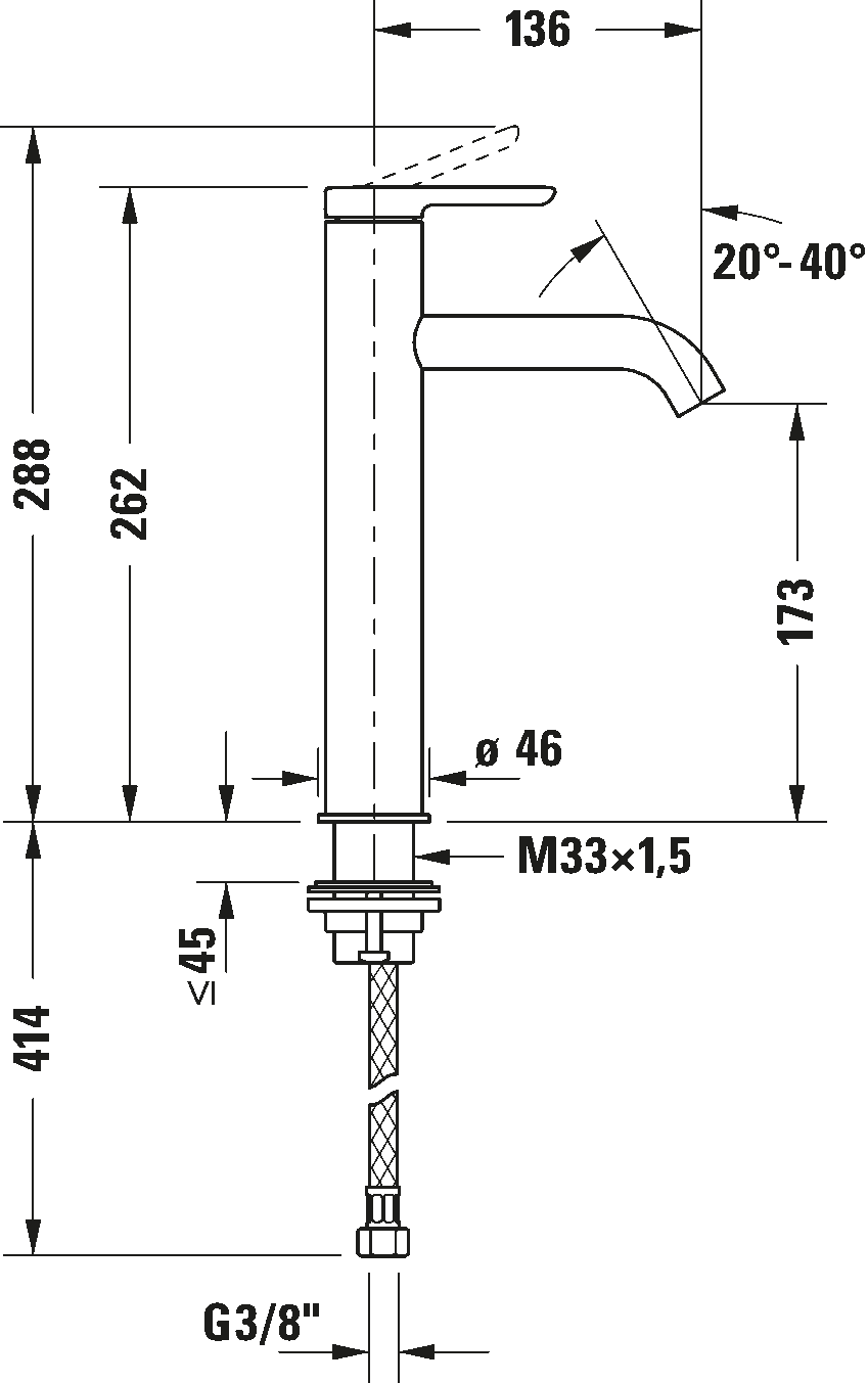 Single lever basin mixer L FreshStart und MinusFlow, C11033002
