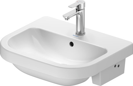 Semi-recessed washbasin, 24035500002 White High Gloss, Tap hole platform: Yes, Number of faucet holes per wash area: 1, Overflow: Yes