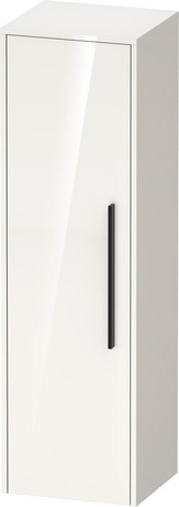 Semi-tall cabinet, DC1338LBD220000 Hinge position: Left, White High Gloss, HPL, Handle Diamond black