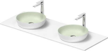 Washbasin with console, 268004FG00 Interior colour Pale Green Matt/Exterior colour White Satin Matt, Round, Number of basins: 1, Number of washing areas: 1