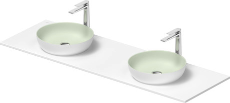 Washbasin with console, 268005FG00 Interior colour Pale Green Matt/Exterior colour White Satin Matt, Round, Number of basins: 1, Number of washing areas: 1