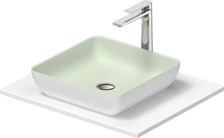 Washbasin with console, 268006FG00 Interior colour Pale Green Matt/Exterior colour White Satin Matt, Square, Number of basins: 1, Number of washing areas: 1