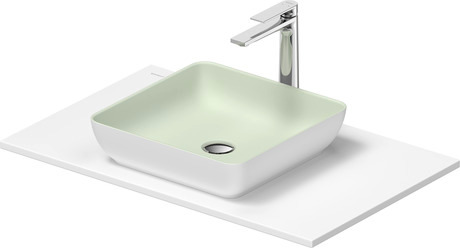Washbasin with console, 268007FG00 Interior colour Pale Green Matt/Exterior colour White Satin Matt, Square, Number of basins: 1, Number of washing areas: 1
